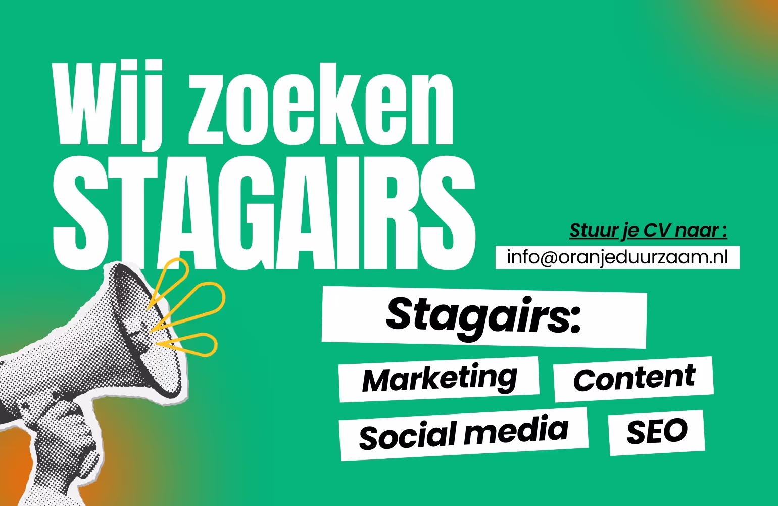Stageplaats advertentie oranjeduurzaam