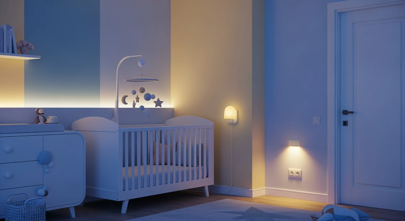 Led verlichting kinderkamer: sfeervolle, veilige kinderkamer met zachte LED strip en nachtlampje.